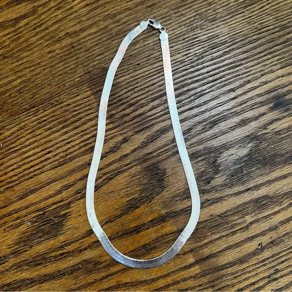 Vintage 925 Silver Herringbone Necklace Bracelet Set - Picture 6 of 11